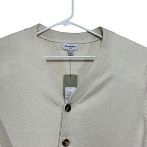 Goodfellow & Co Mens Cream V-Neck Button Front Cardigan Sweater Large